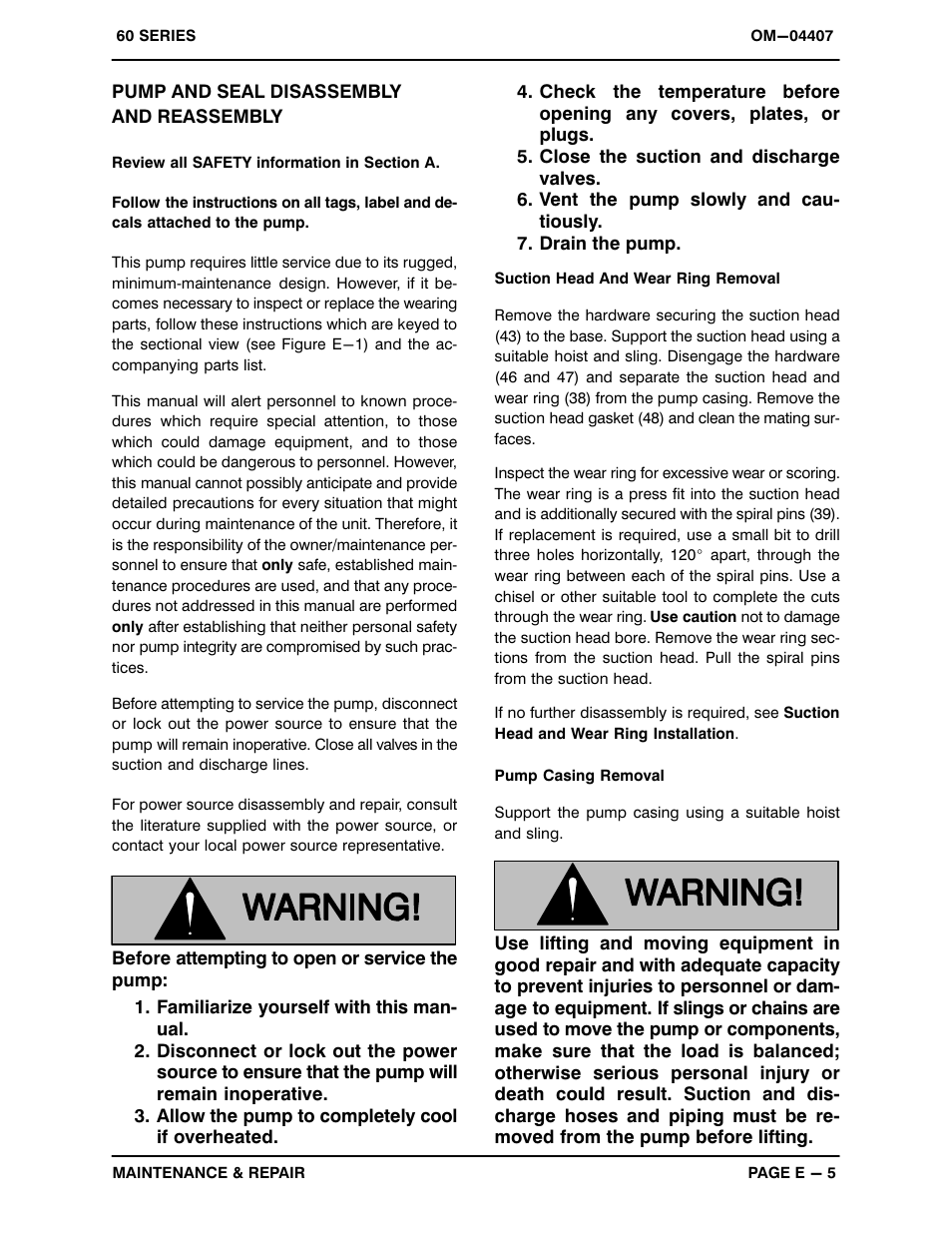 Pump and seal disassemblyand reassembly | Gorman-Rupp Pumps 612M60-B 1453214 and up User Manual | Page 24 / 32