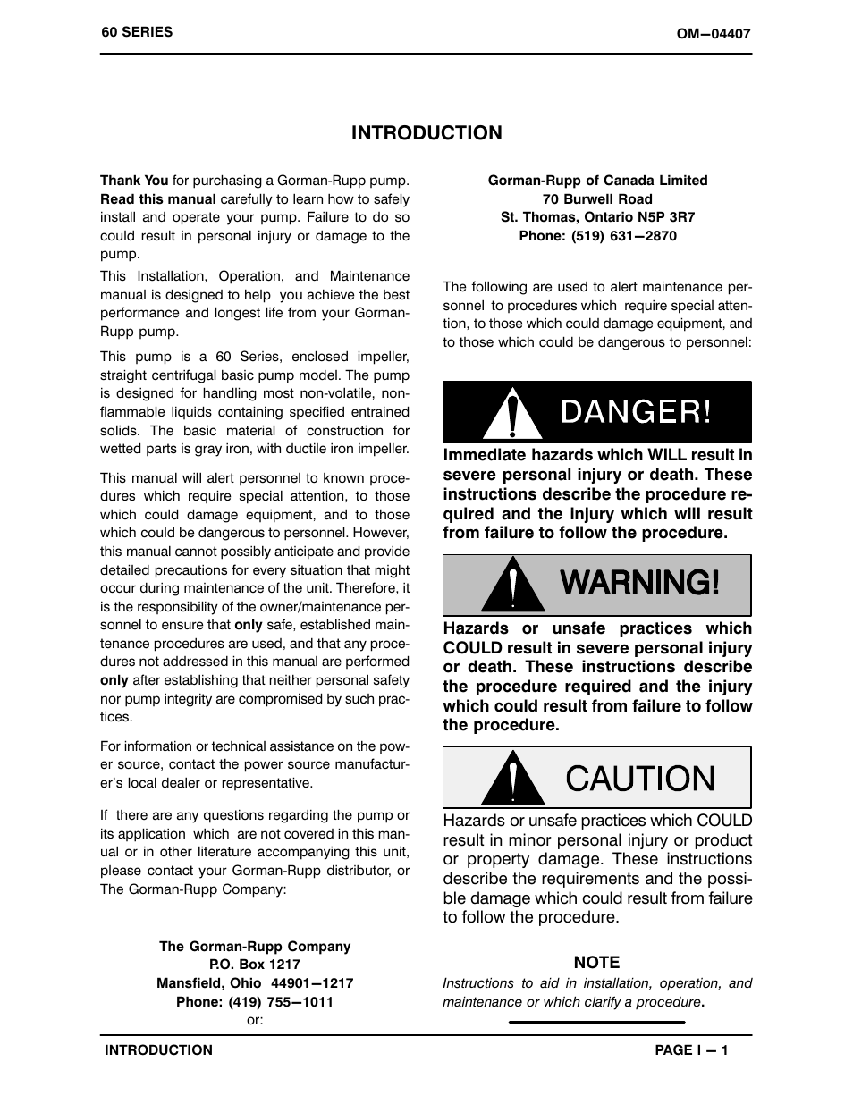 Introduction | Gorman-Rupp Pumps 612M60-B 1453214 and up User Manual | Page 5 / 32