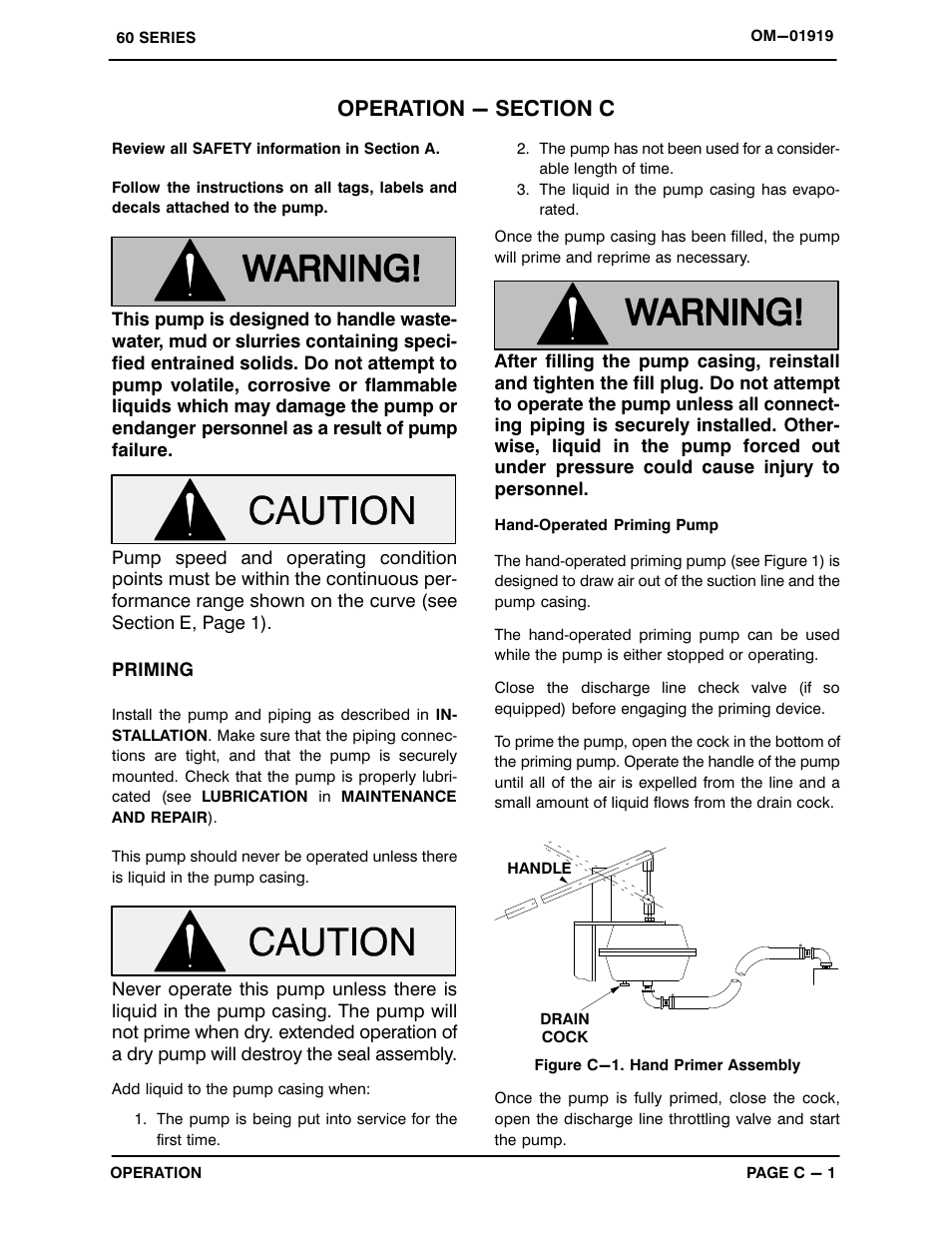 Operation - section c | Gorman-Rupp Pumps 612L20B-B 806819 and up User Manual | Page 14 / 32