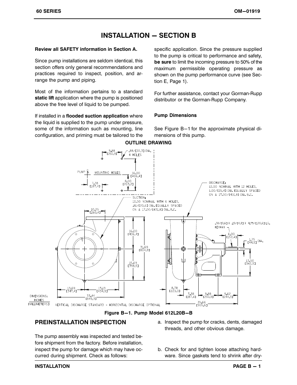 Installation - section b | Gorman-Rupp Pumps 612L20B-B 806819 and up User Manual | Page 8 / 32