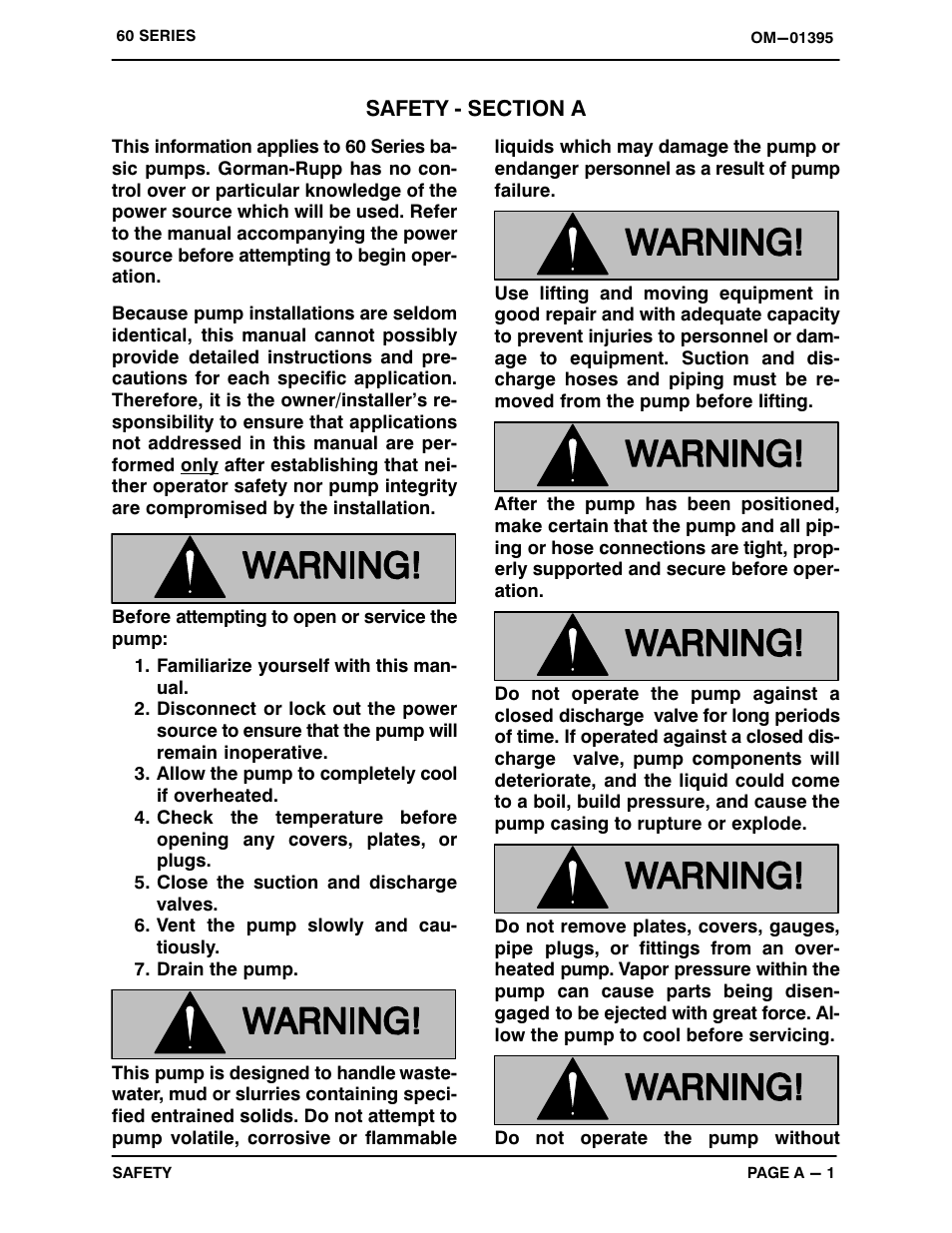 Safety - section a | Gorman-Rupp Pumps 612L20-B 814882 and up User Manual | Page 6 / 30