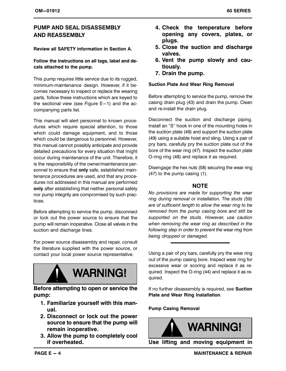 Disassemblyand reassembly | Gorman-Rupp Pumps 610M20B-B 699260 and up User Manual | Page 22 / 31