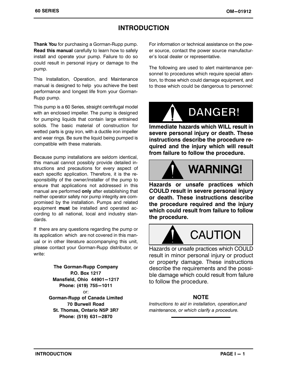 Introduction | Gorman-Rupp Pumps 610M20B-B 699260 and up User Manual | Page 4 / 31