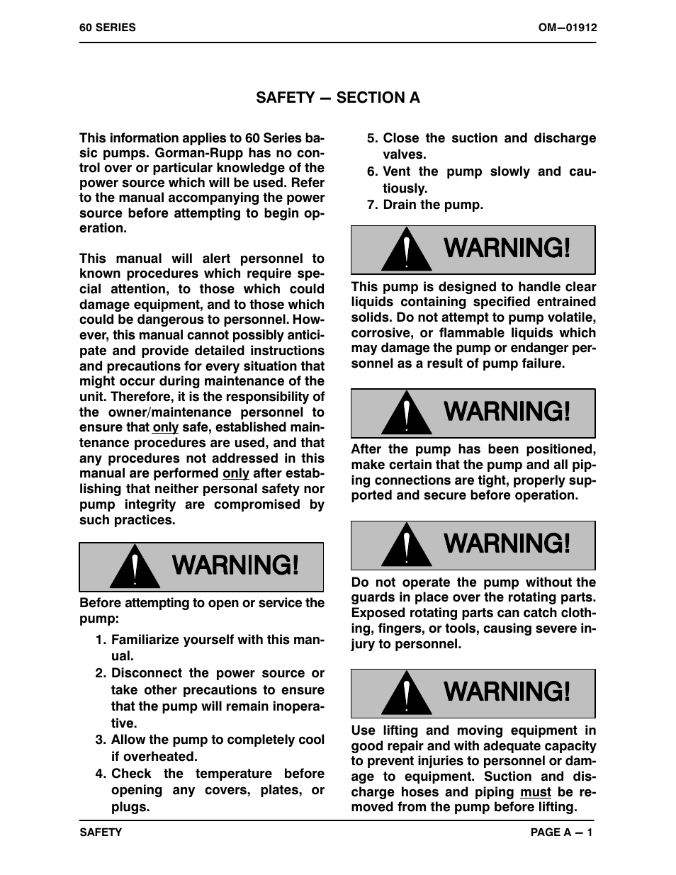 Safety | Gorman-Rupp Pumps 610M20B-B 699260 and up User Manual | Page 5 / 31