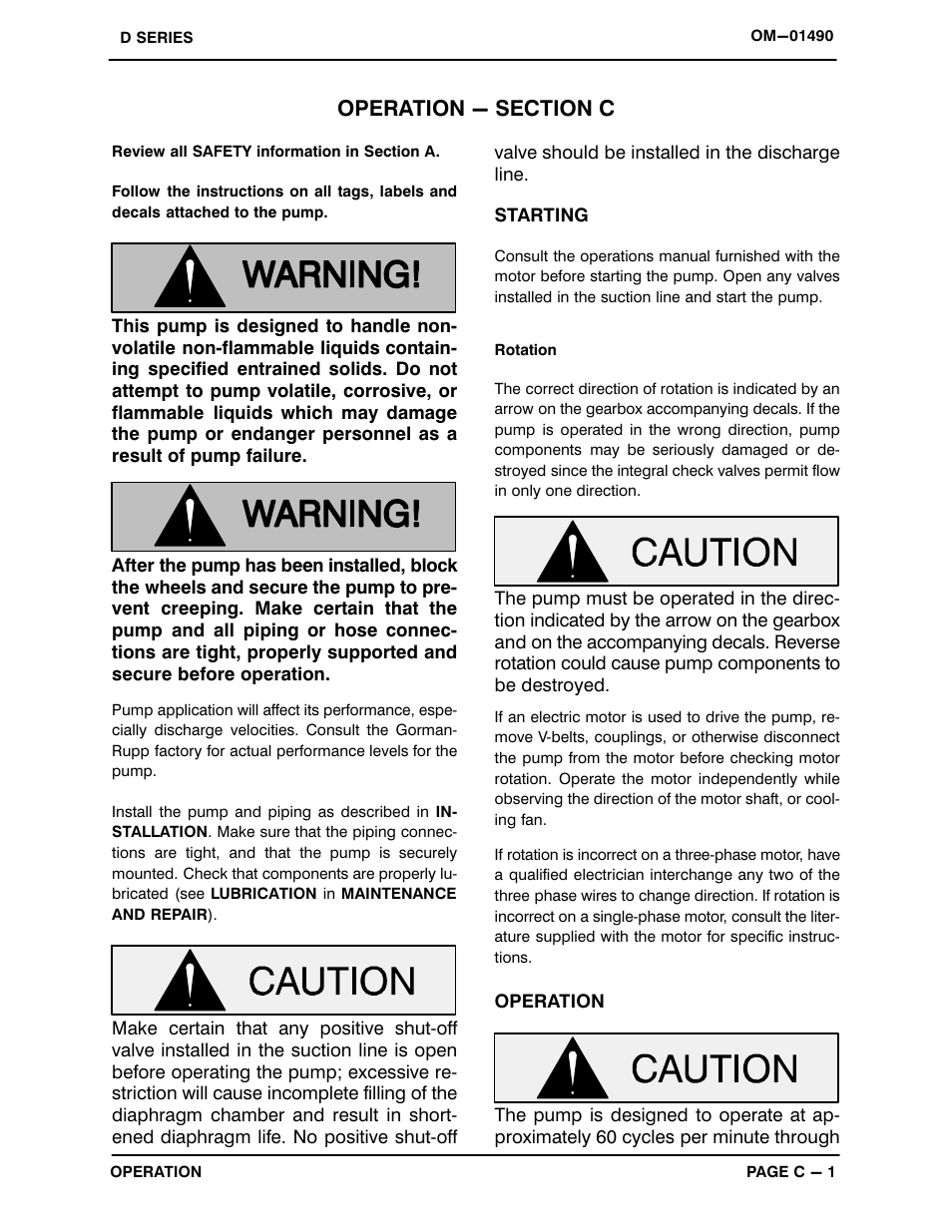 Operation - section c | Gorman-Rupp Pumps 3D-B 883512 and up User Manual | Page 13 / 33