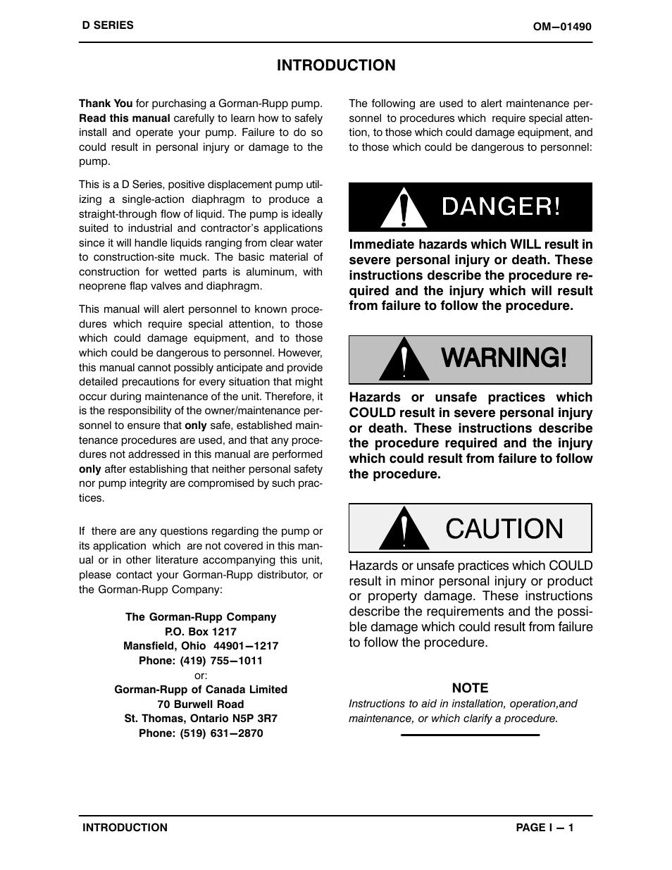 Introduction | Gorman-Rupp Pumps 3D-B 883512 and up User Manual | Page 5 / 33