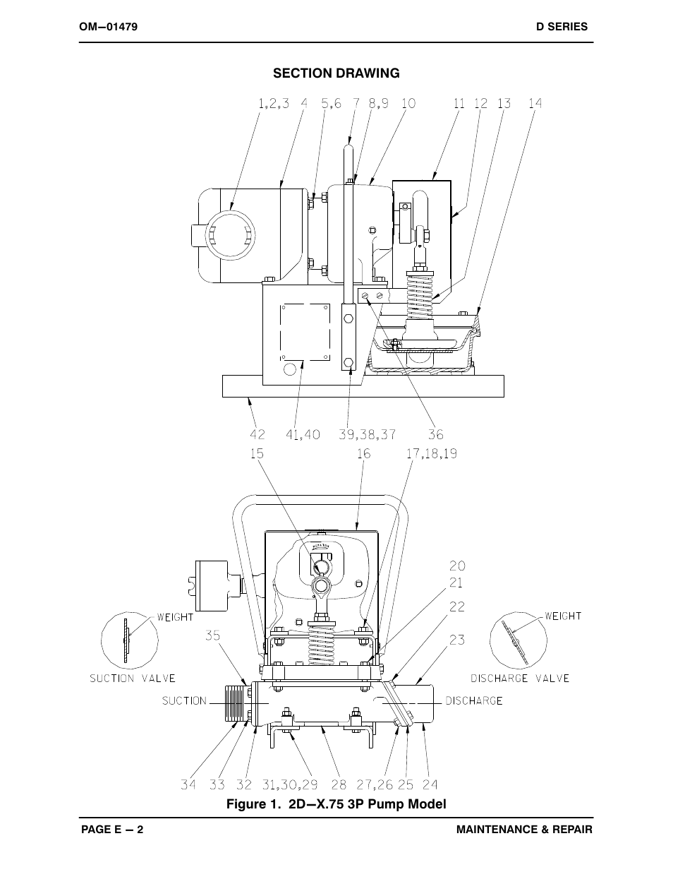 Section drawing | Gorman-Rupp Pumps 2D-X.75 3P 652300 thru 1462003 User Manual | Page 18 / 27