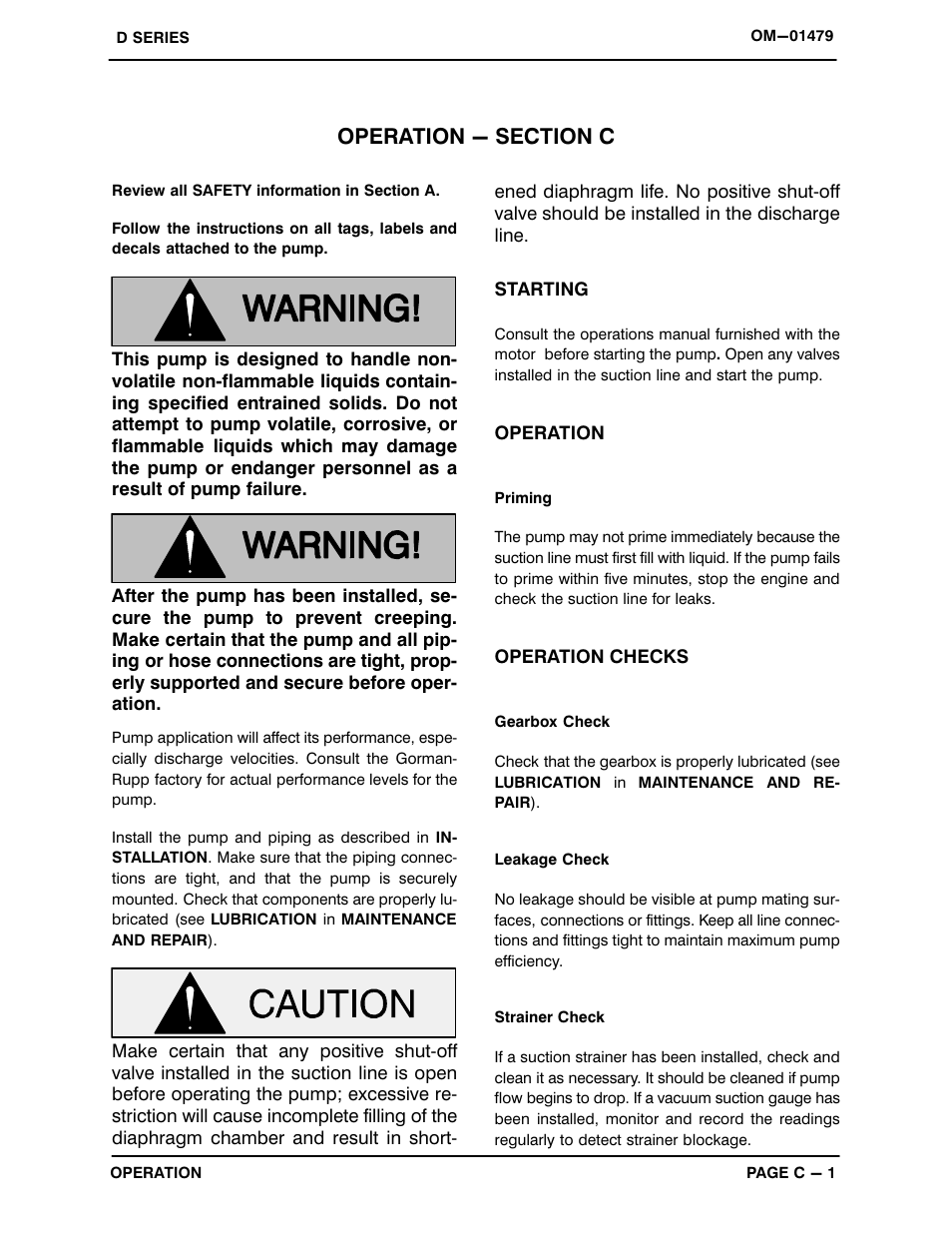 Operation - section c | Gorman-Rupp Pumps 2D-X.75 3P 1462004 and up User Manual | Page 13 / 25