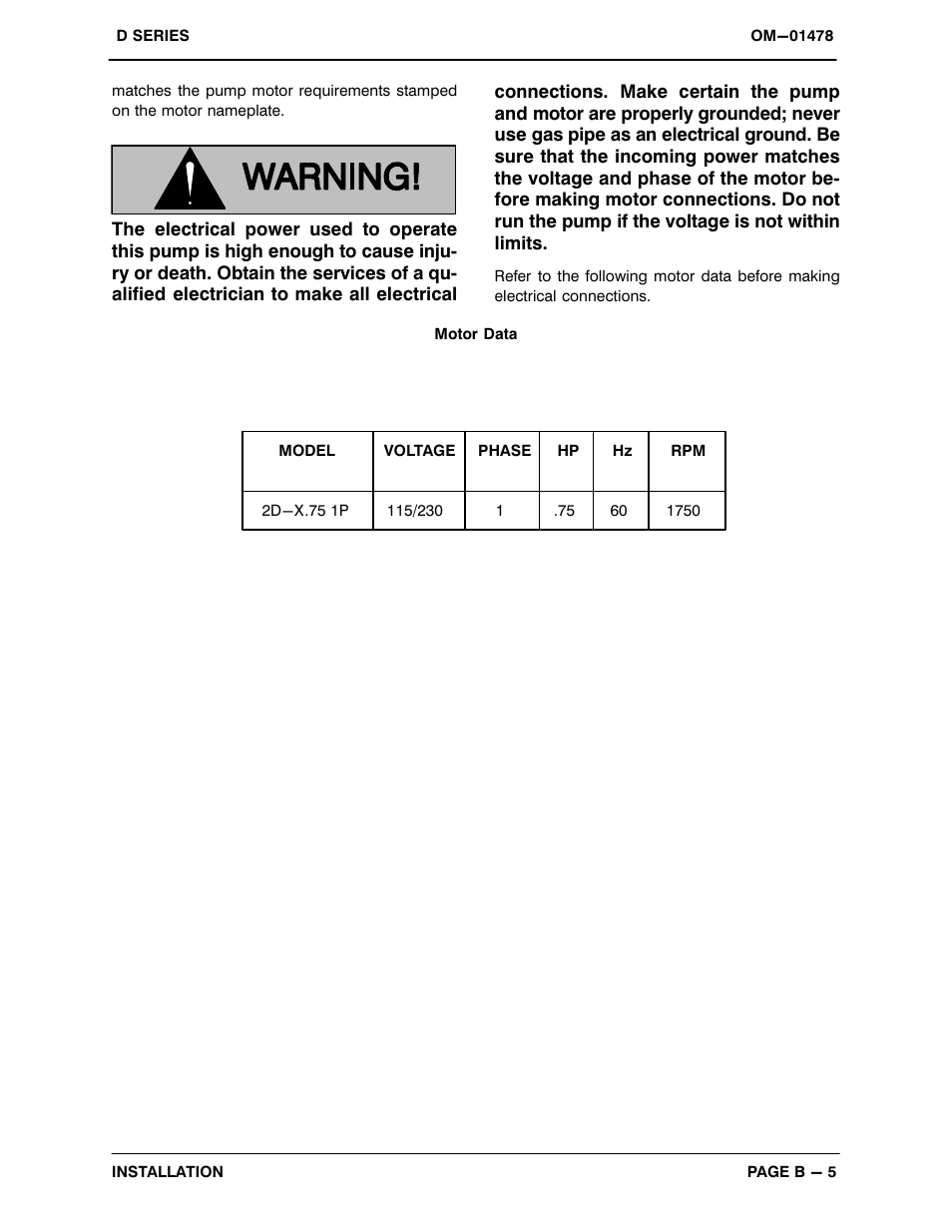 Gorman-Rupp Pumps 2D-X.75 1P 1462001 and up User Manual | Page 12 / 25