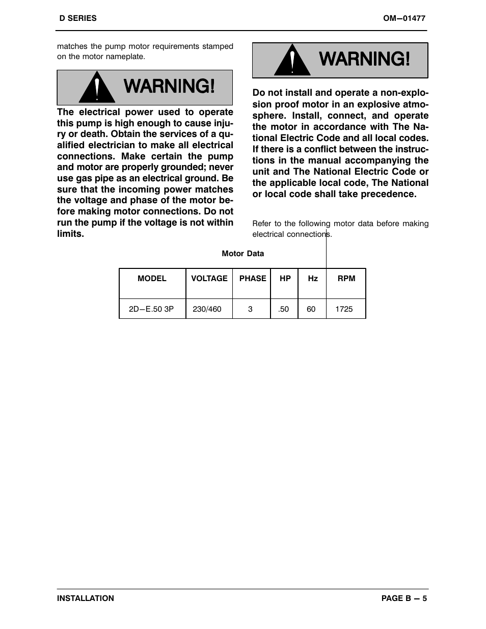 Gorman-Rupp Pumps 2D-E.50 3P 661275 thru 1467824 User Manual | Page 12 / 27