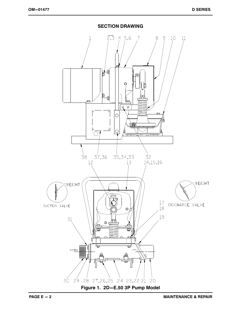 Section drawing | Gorman-Rupp Pumps 2D-E.50 3P 661275 thru 1467824 User Manual | Page 18 / 27