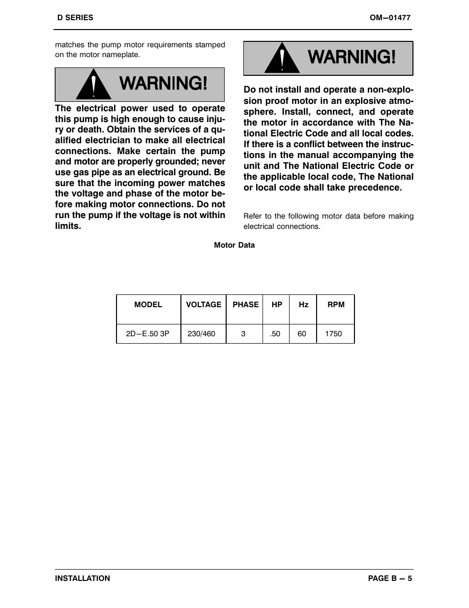 Gorman-Rupp Pumps 2D-E.50 3P 1467825 and up User Manual | Page 12 / 25