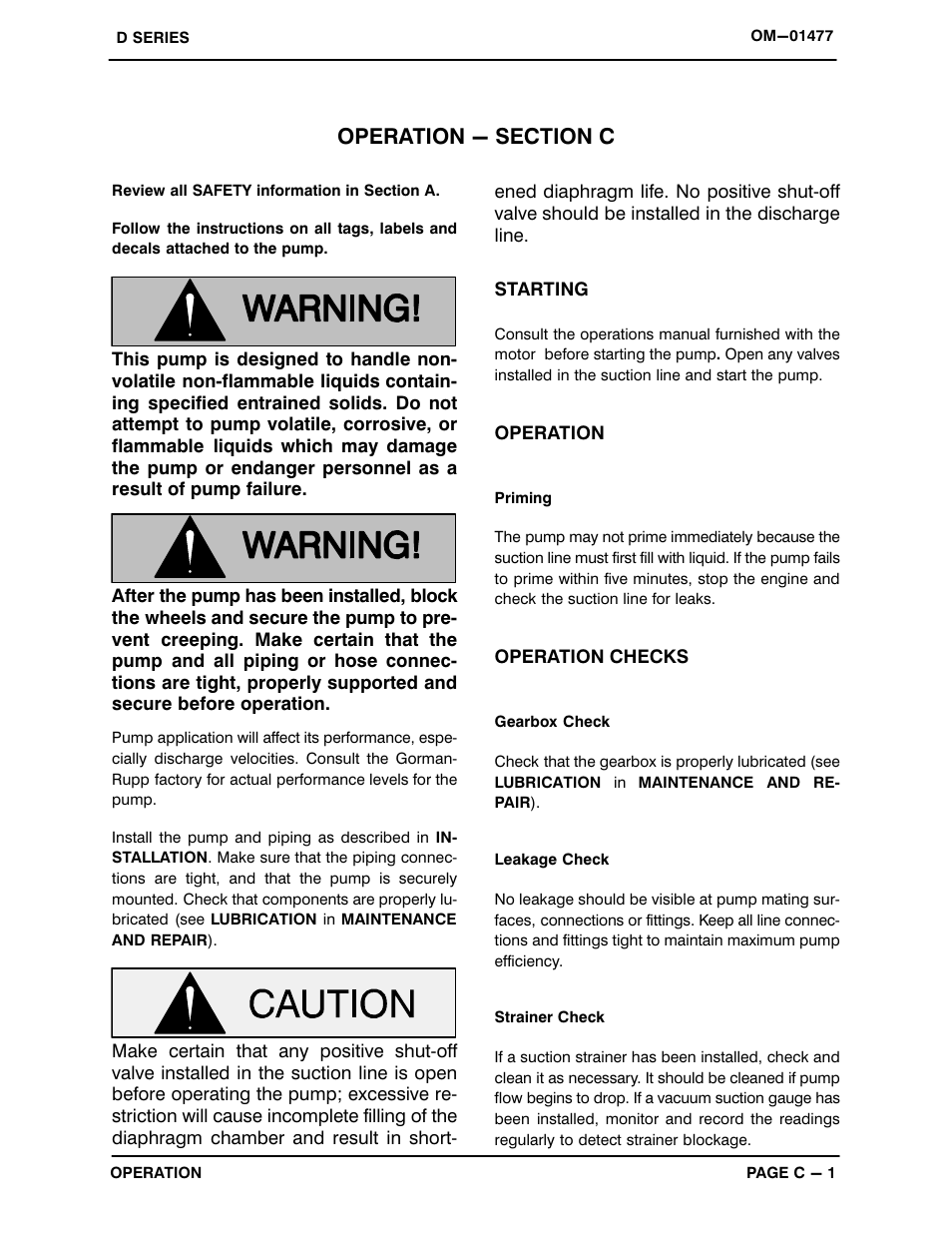 Operation - section c | Gorman-Rupp Pumps 2D-E.50 3P 1467825 and up User Manual | Page 13 / 25
