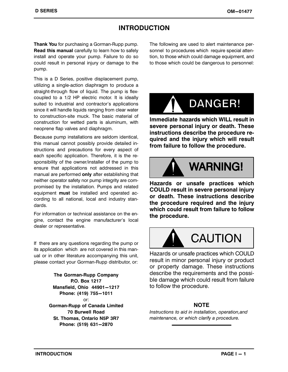 Introduction | Gorman-Rupp Pumps 2D-E.50 3P 1467825 and up User Manual | Page 5 / 25