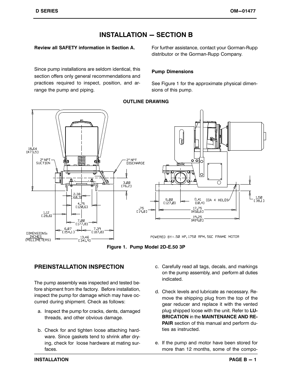 Installation - section b | Gorman-Rupp Pumps 2D-E.50 3P 1467825 and up User Manual | Page 8 / 25