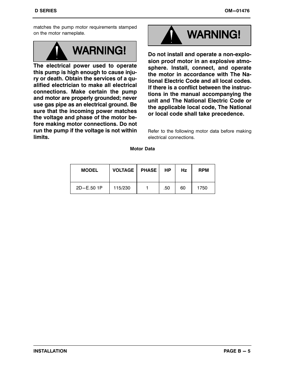 Gorman-Rupp Pumps 2D-E.50 1P 1485341 and up User Manual | Page 12 / 25