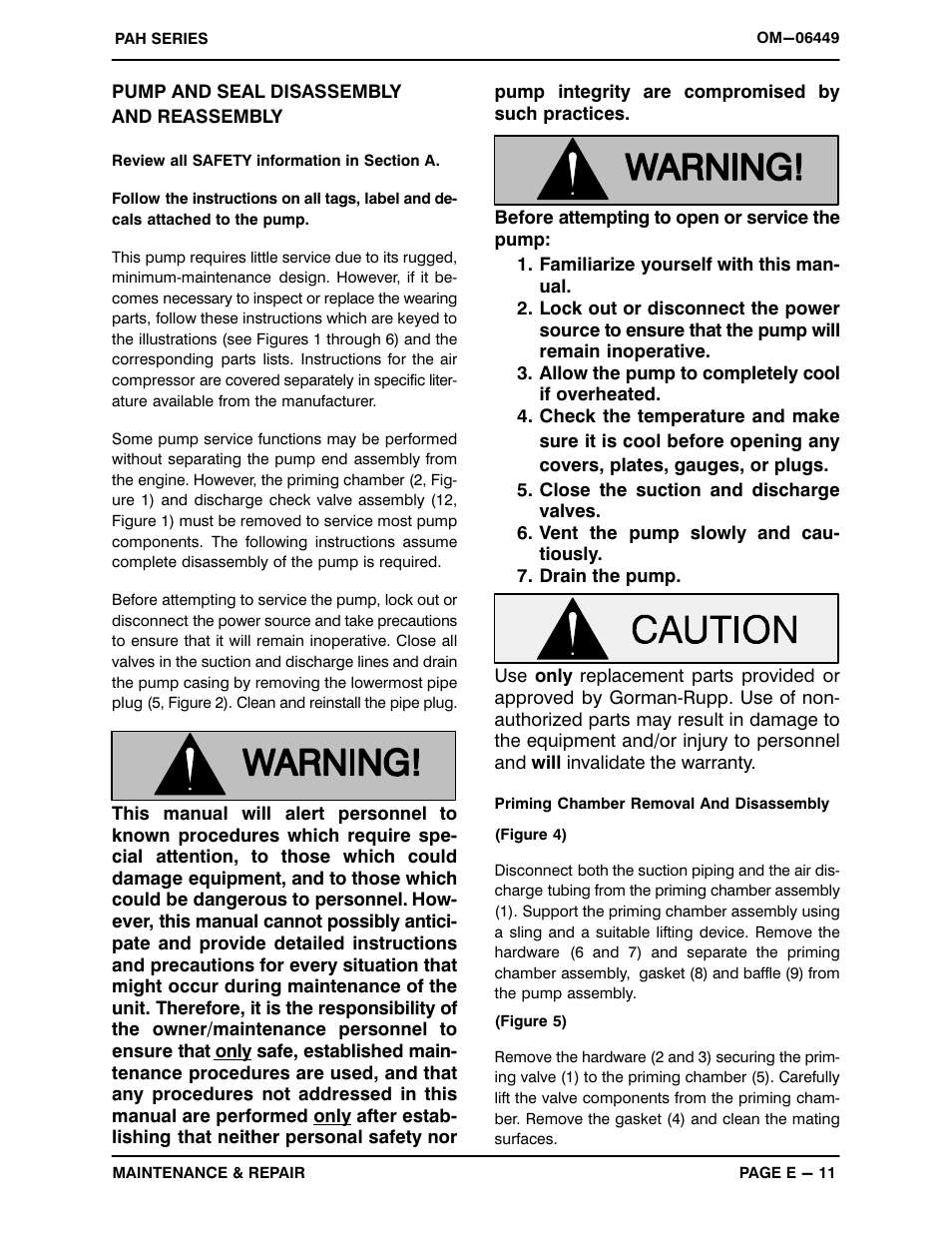 Pump and seal disassembly and reassembly | Gorman-Rupp Pumps PAH6A60C-B 1514055 and up User Manual | Page 33 / 42