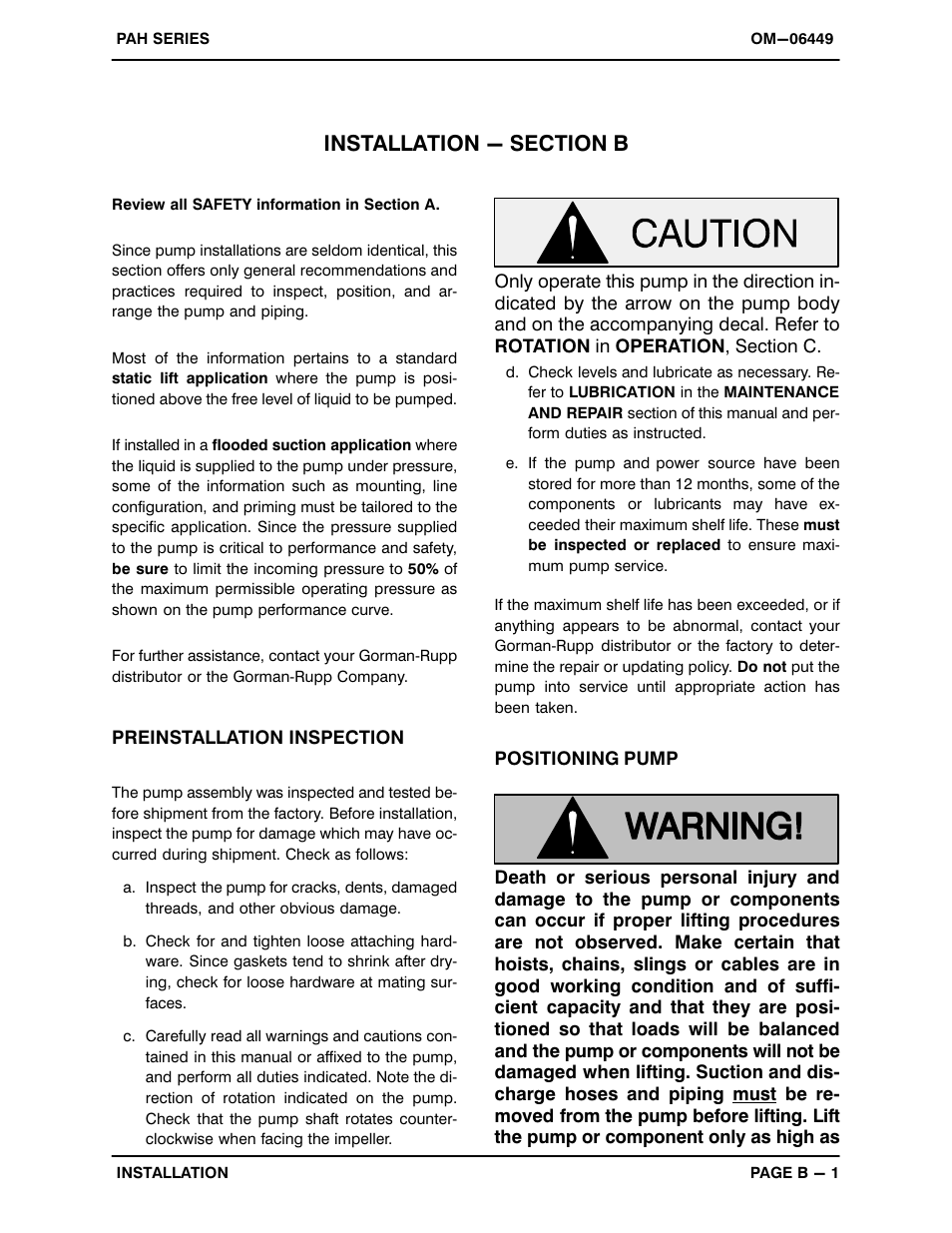 Installation - section b | Gorman-Rupp Pumps PAH6A60C-B 1514055 and up User Manual | Page 9 / 42