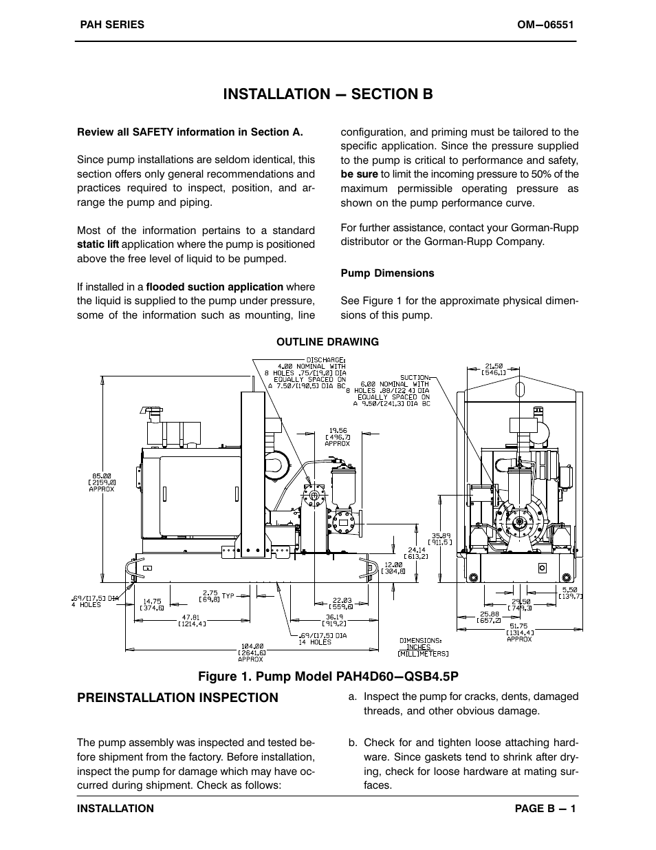 Installation - section b | Gorman-Rupp Pumps PAH4D60-QSB4.5P 1514254 and up User Manual | Page 8 / 46