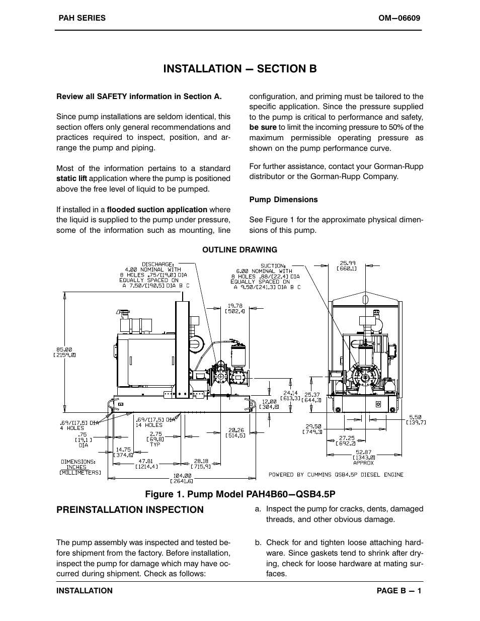 Installation - section b | Gorman-Rupp Pumps PAH4B60-QSB4.5P 1526774 and up User Manual | Page 8 / 49