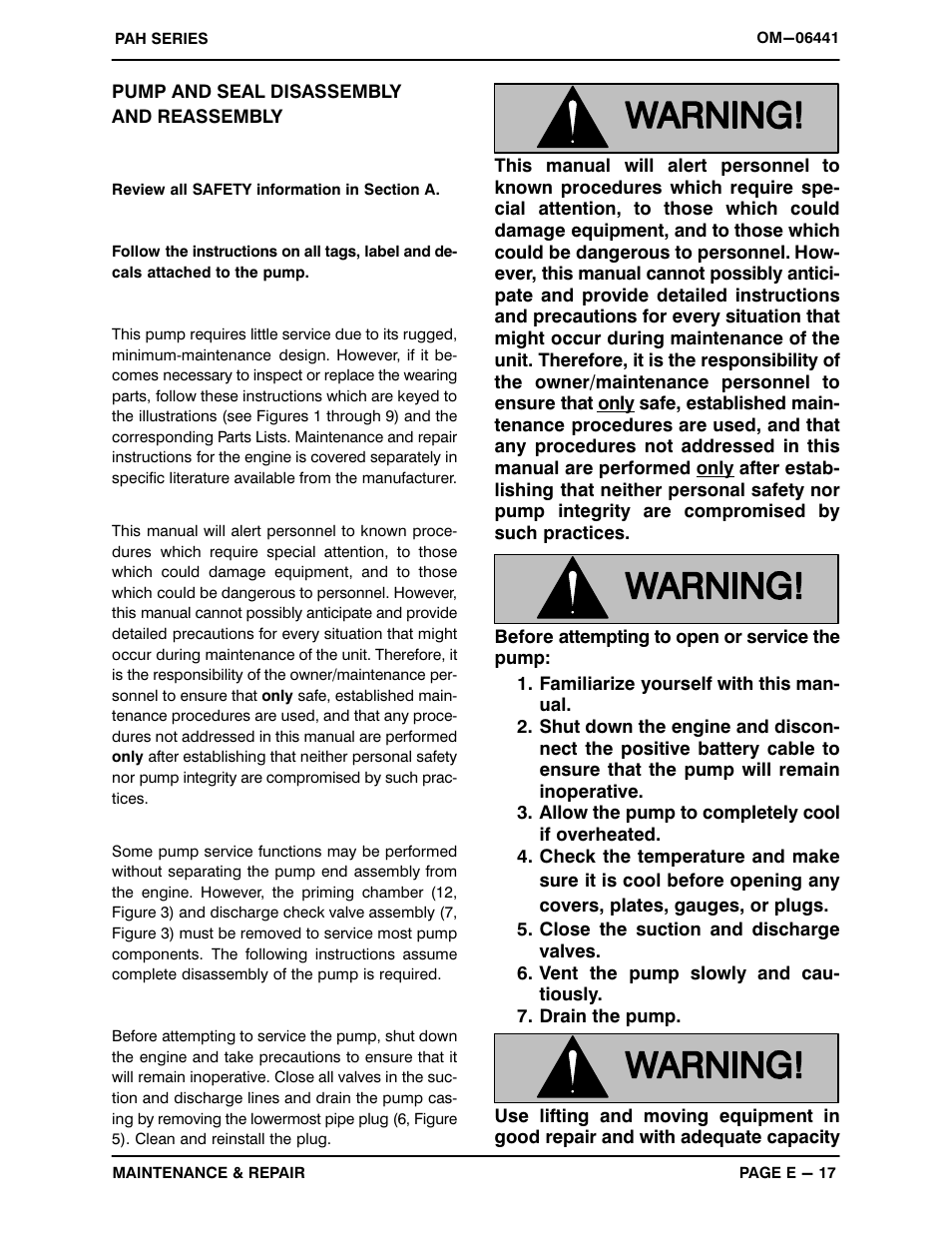 Pump and seal disassembly and reassembly | Gorman-Rupp Pumps PAH4A60-6068H 1511893 and up User Manual | Page 40 / 50