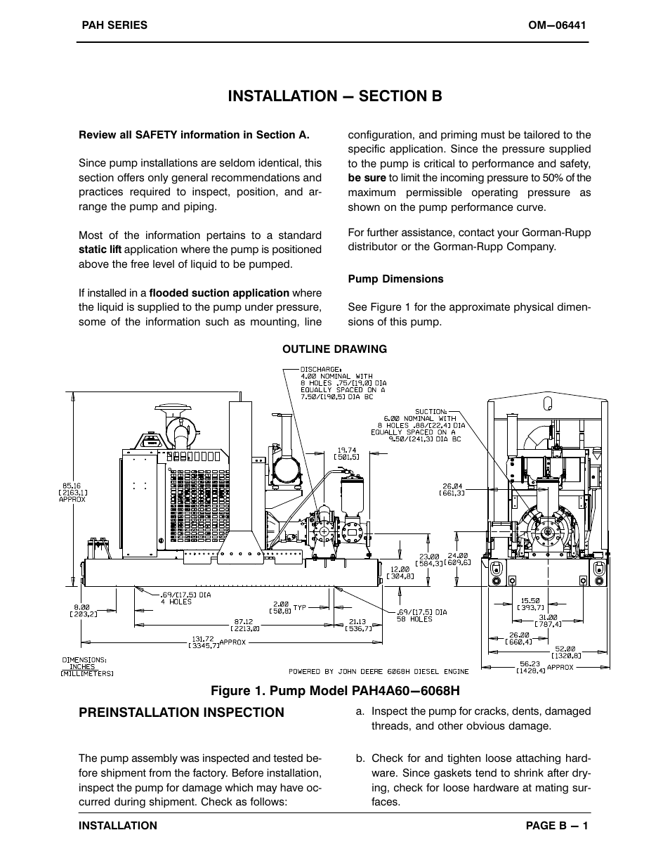 Installation - section b | Gorman-Rupp Pumps PAH4A60-6068H 1511893 and up User Manual | Page 9 / 50