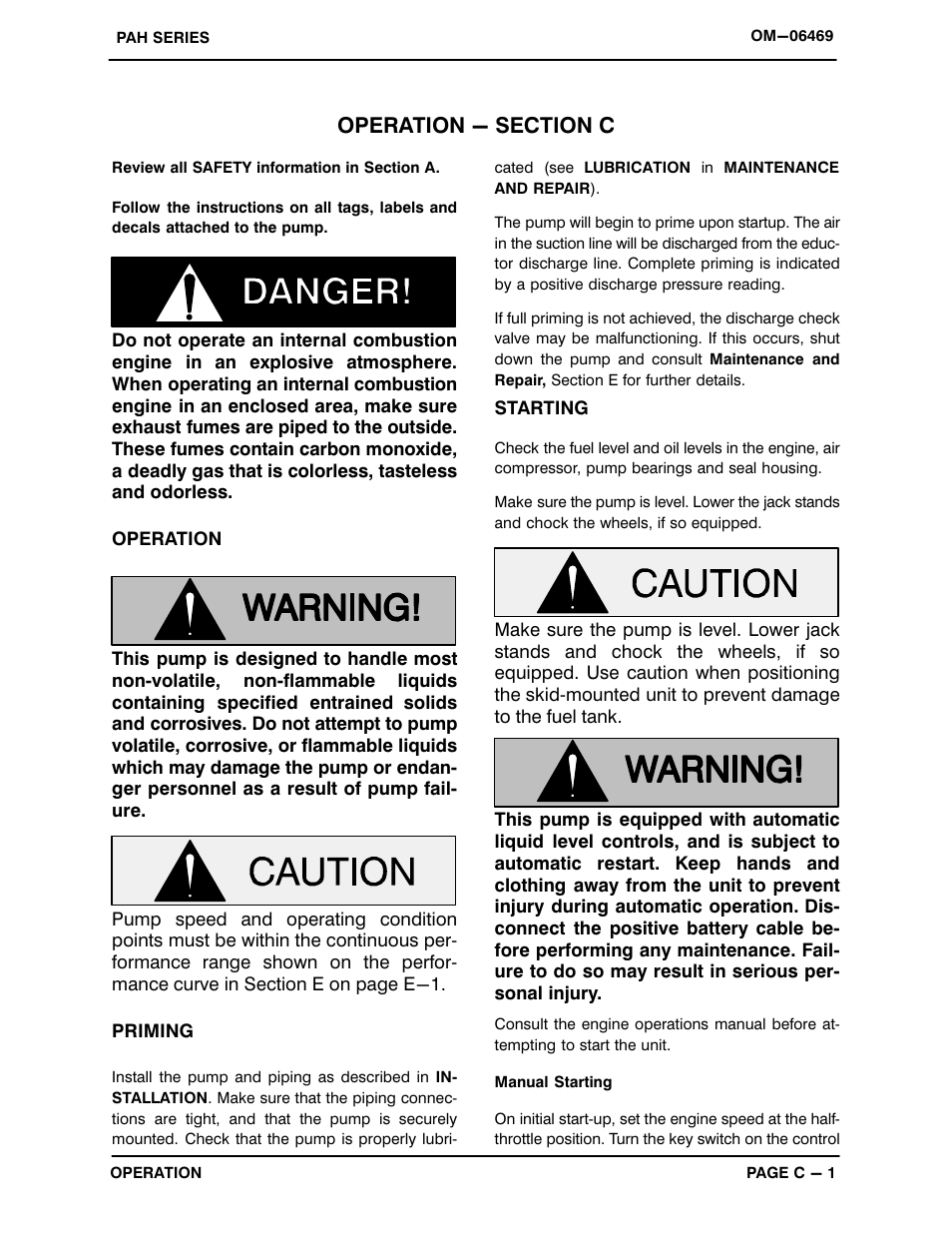 Operation - section c | Gorman-Rupp Pumps PAH3A60-6068H 1522805 and up User Manual | Page 15 / 47