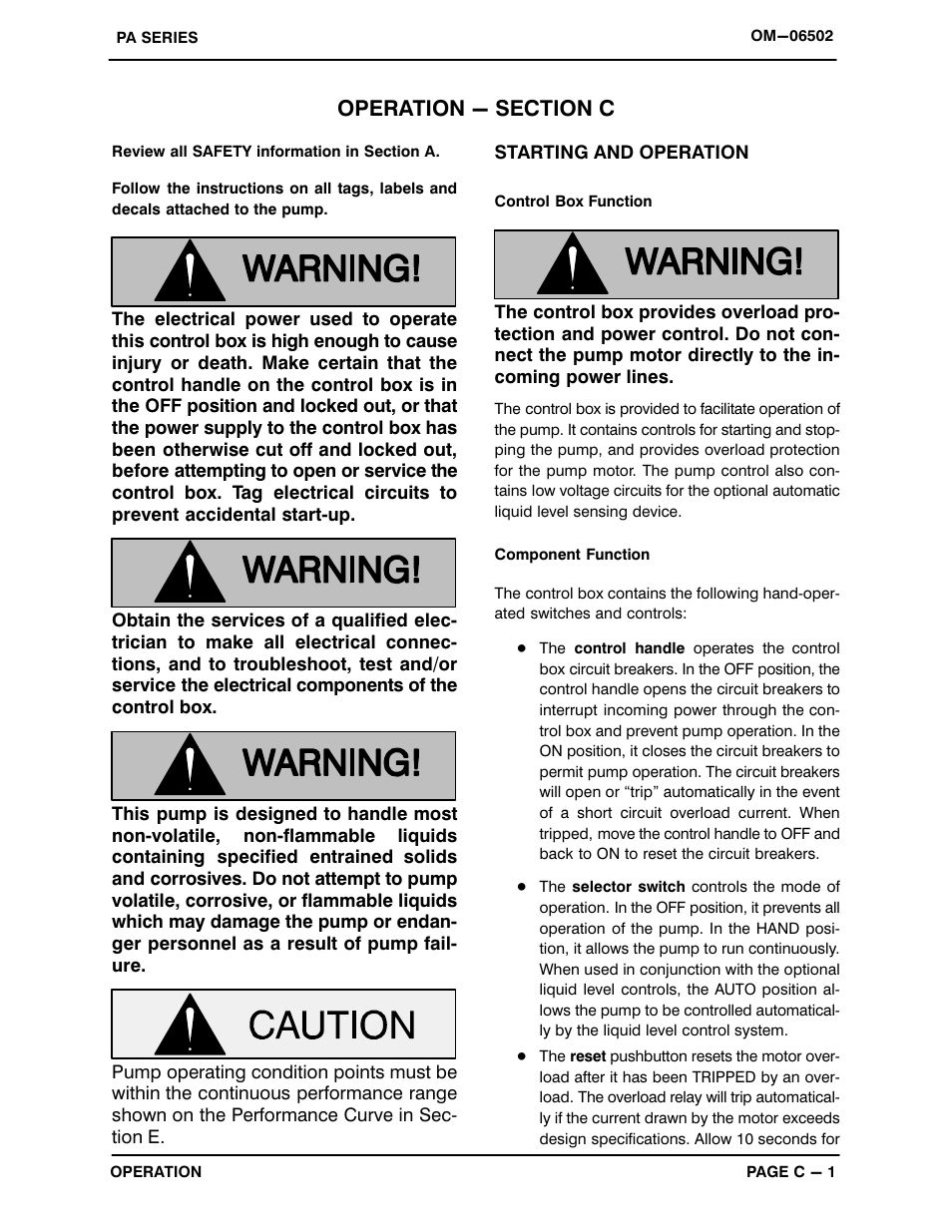 Operation - section c | Gorman-Rupp Pumps PAV3C60C-B-E10 575/3 All serial numbers User Manual | Page 20 / 51