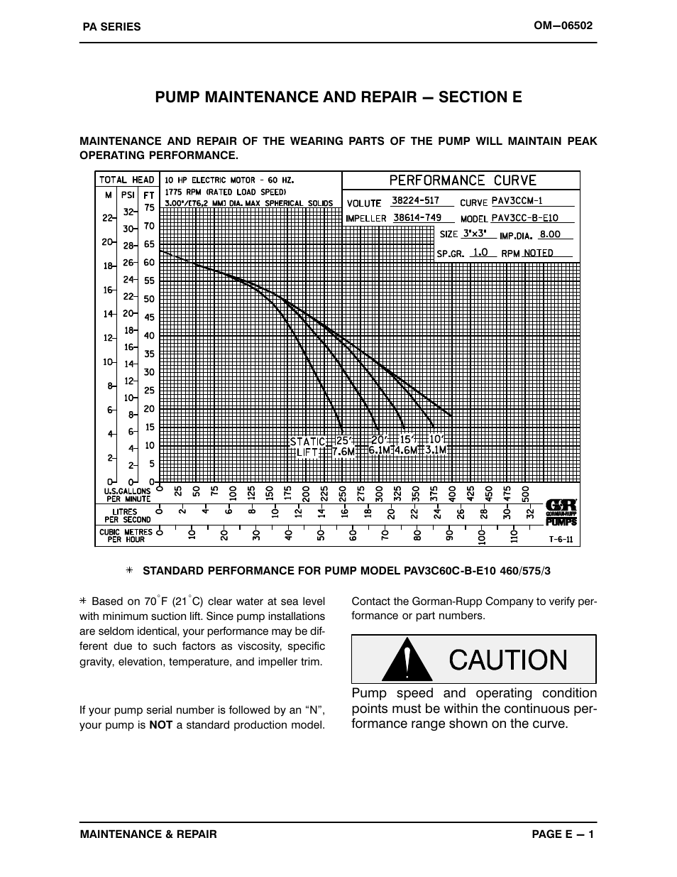 Gorman-Rupp Pumps PAV3C60C-B-E10 575/3 All serial numbers User Manual | Page 28 / 51