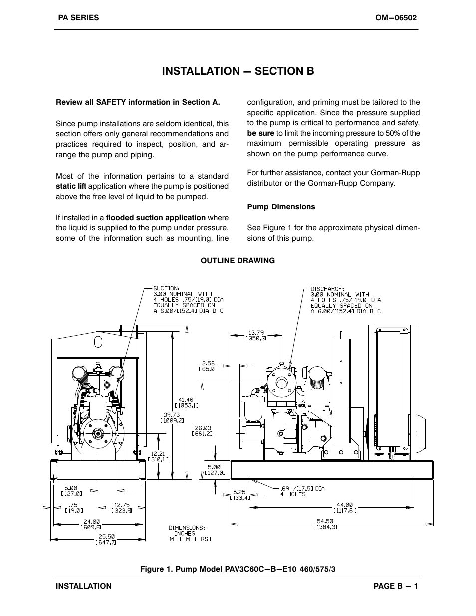 Installation - section b | Gorman-Rupp Pumps PAV3C60C-B-E10 575/3 All serial numbers User Manual | Page 9 / 51