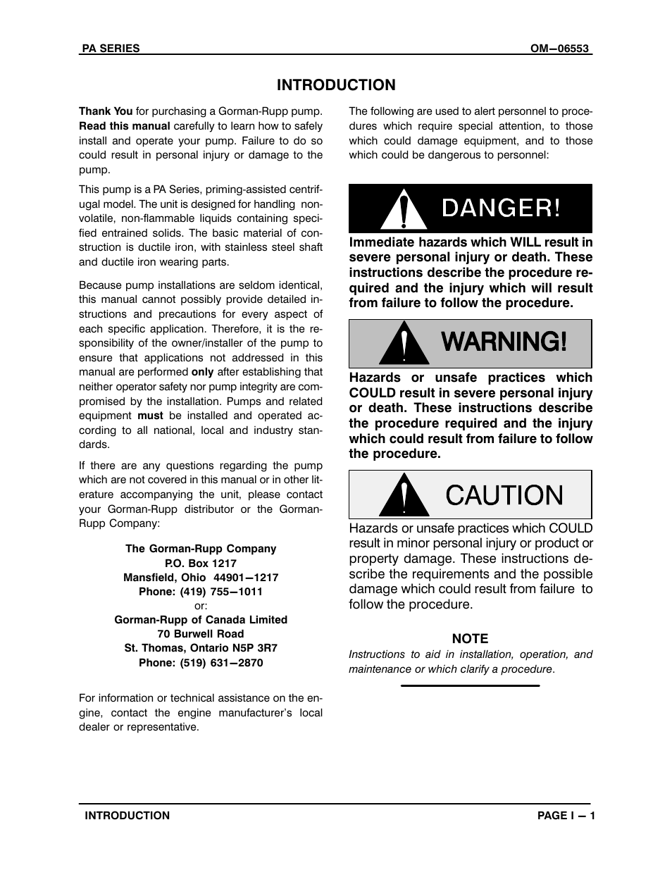 Introduction | Gorman-Rupp Pumps PA6C60-QSB4.5P 1537244 and up User Manual | Page 5 / 48