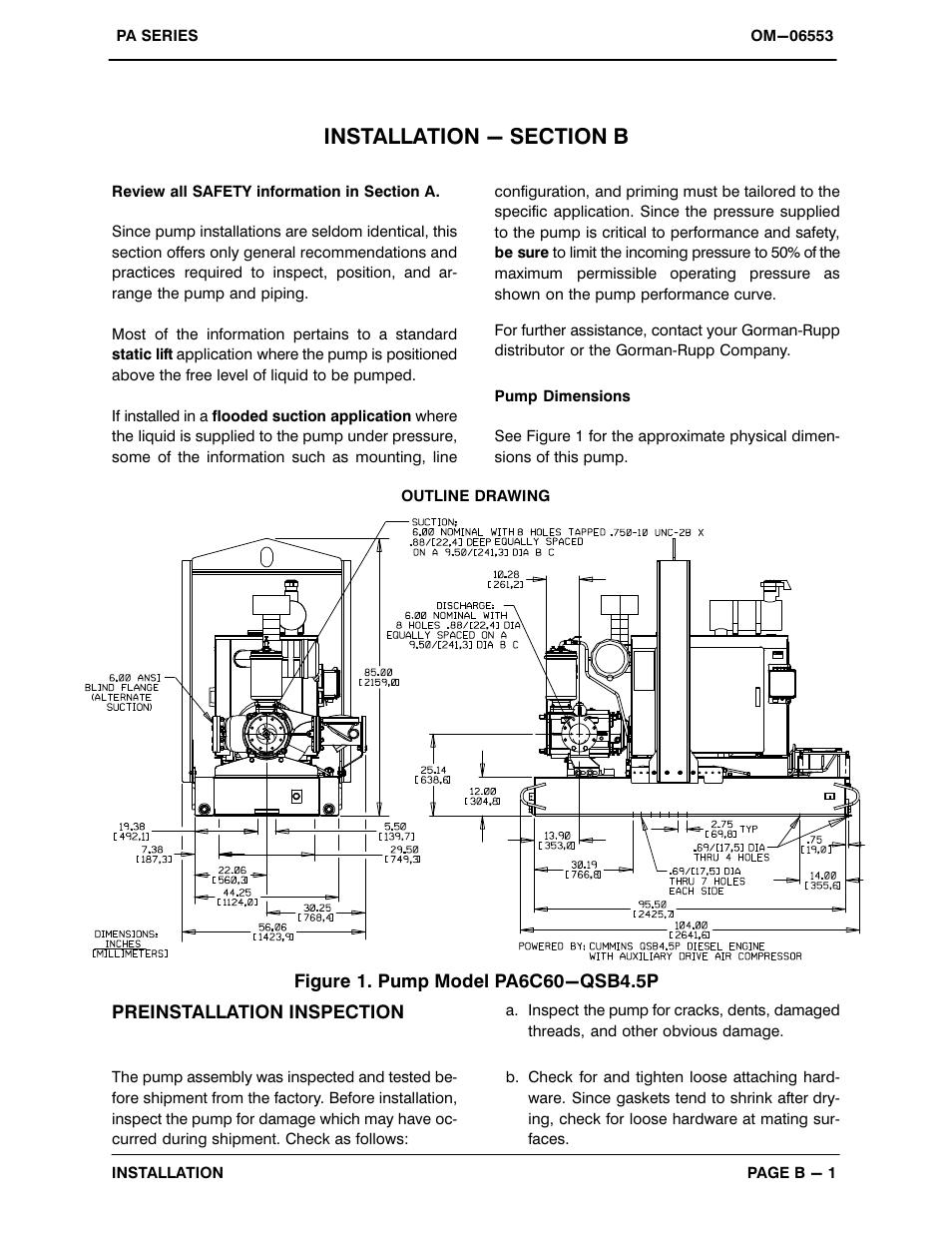 Installation - section b | Gorman-Rupp Pumps PA6C60-QSB4.5P 1537244 and up User Manual | Page 8 / 48