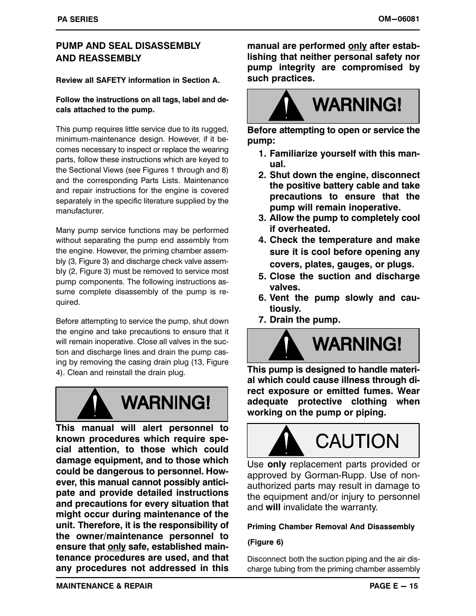 Pump and seal disassemblyand reassembly | Gorman-Rupp Pumps PA6C60-4045H 1416490 thru 1485125 User Manual | Page 35 / 46