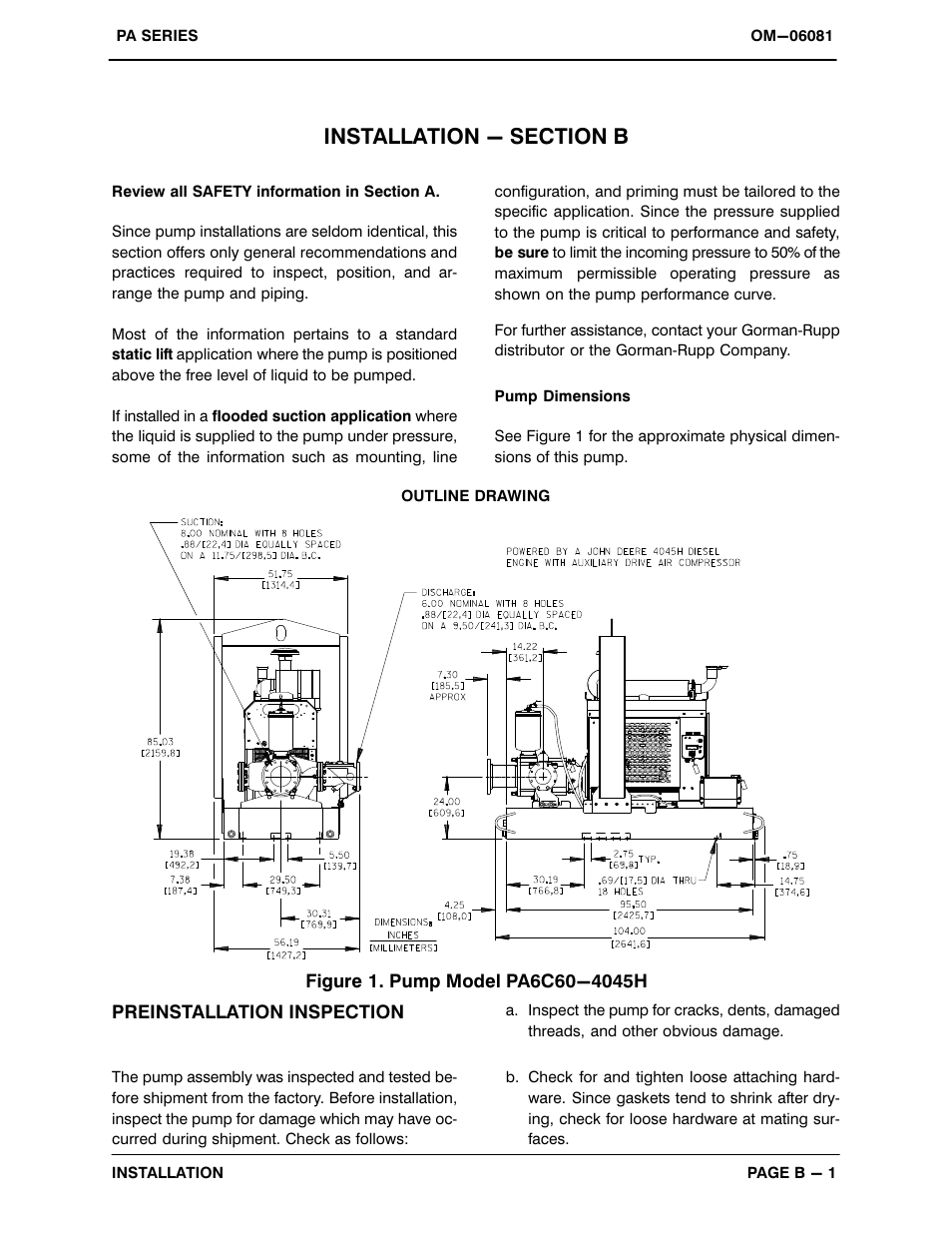 Installation - section b | Gorman-Rupp Pumps PA6C60-4045H 1416490 thru 1485125 User Manual | Page 8 / 46