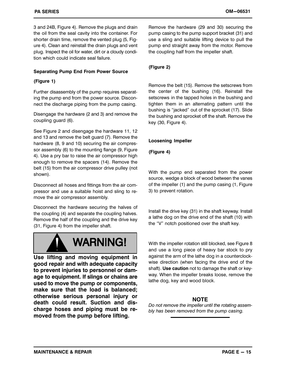 Gorman-Rupp Pumps PA6C60C-B-E50 460/3 1528569 and up User Manual | Page 42 / 52