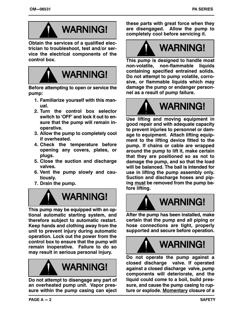 Gorman-Rupp Pumps PA6C60C-B-E50 460/3 1528569 and up User Manual | Page 7 / 52