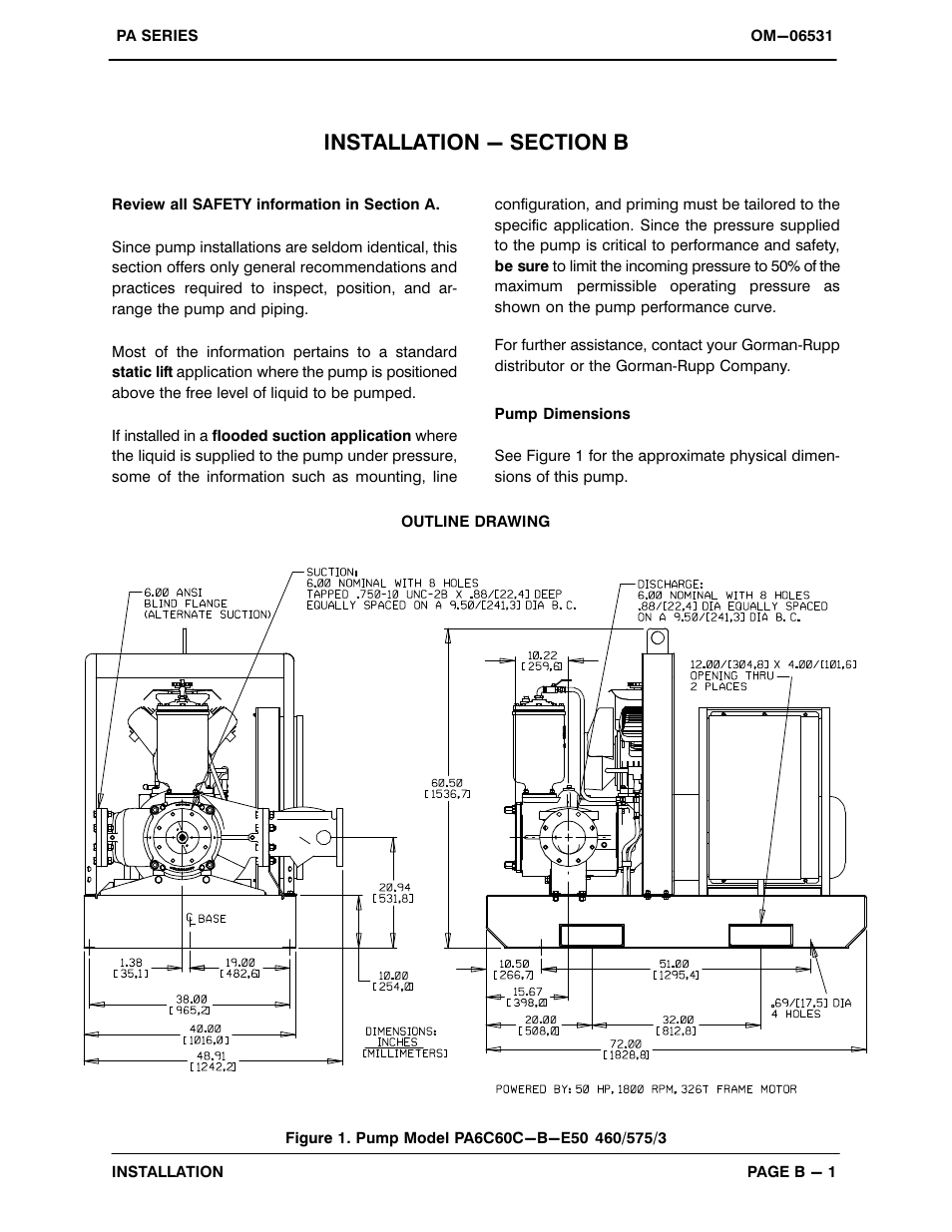 Installation - section b | Gorman-Rupp Pumps PA6C60C-B-E50 460/3 1528569 and up User Manual | Page 9 / 52