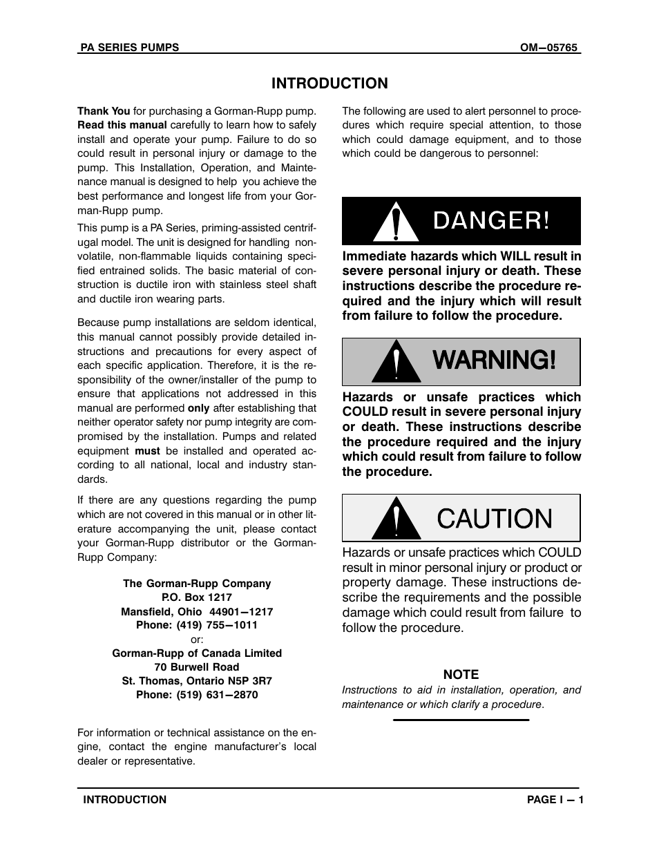 Introduction | Gorman-Rupp Pumps PA4A60C-F3L 1303165 and up User Manual | Page 5 / 50