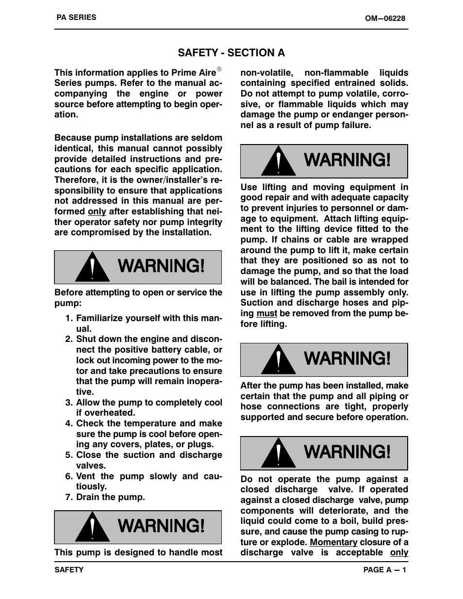 Safety - section a | Gorman-Rupp Pumps PA4B60-4045H 1417817 thru 1497875 User Manual | Page 7 / 47