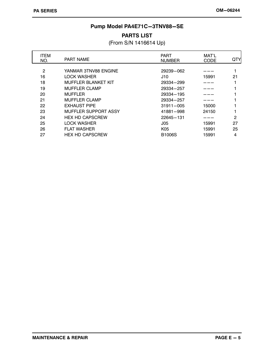 Gorman-Rupp Pumps PA4E71C-3TNV88-SE 1416614 and up User Manual | Page 27 / 58