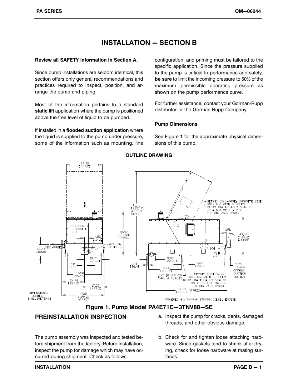 Installation - section b | Gorman-Rupp Pumps PA4E71C-3TNV88-SE 1416614 and up User Manual | Page 8 / 58