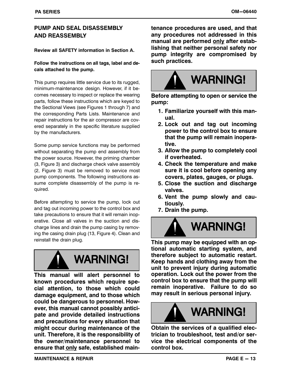 Pump and seal disassemblyand reassembly | Gorman-Rupp Pumps PA4A60C-B-E30 575/3 1482736 and up User Manual | Page 40 / 51