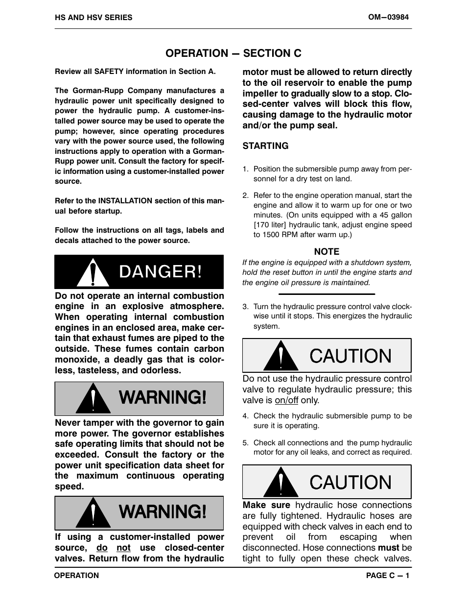 Operation - section c | Gorman-Rupp Pumps HSV6B31-HYD All serial numbers User Manual | Page 11 / 13