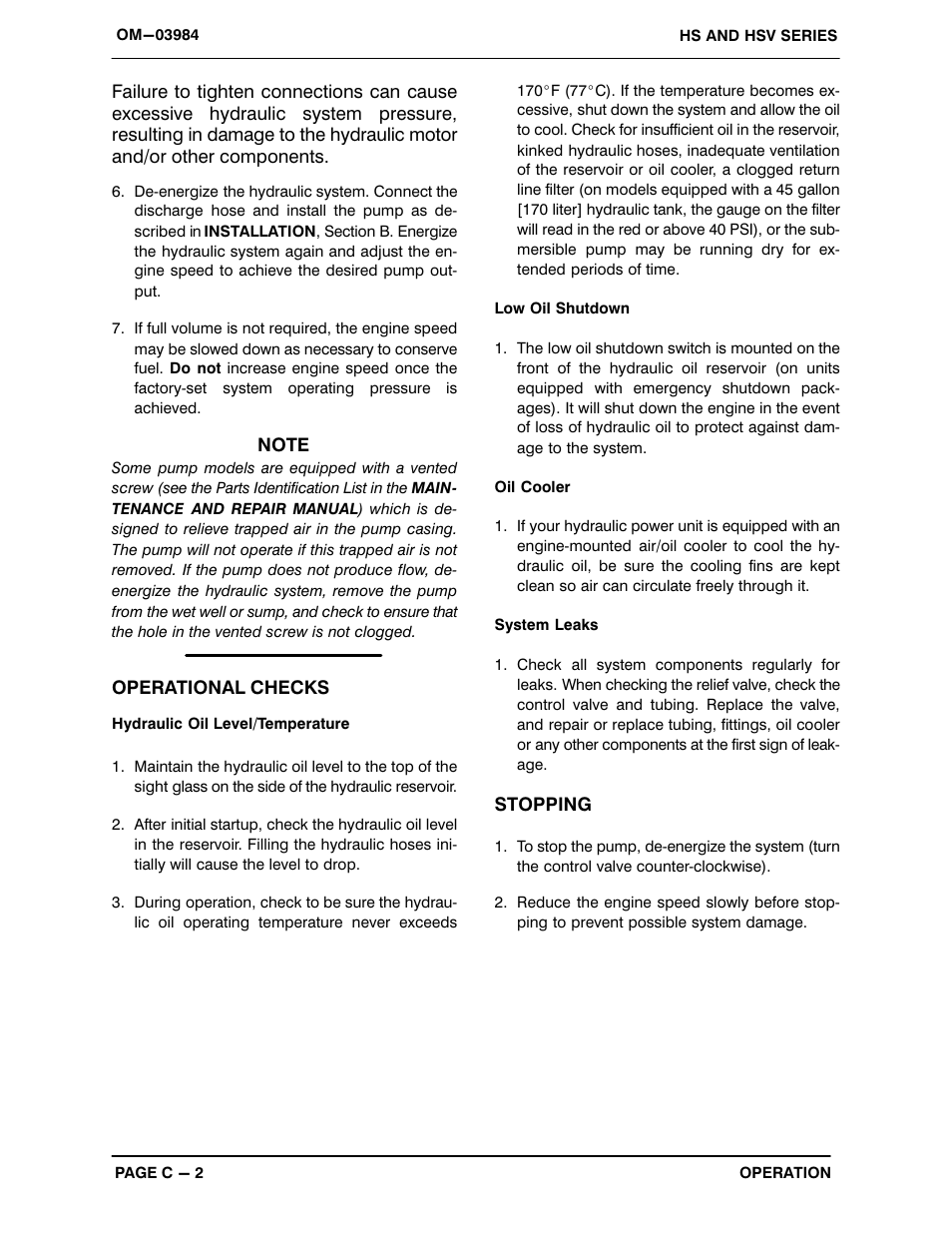 Gorman-Rupp Pumps HSV6B31-HYD All serial numbers User Manual | Page 12 / 13