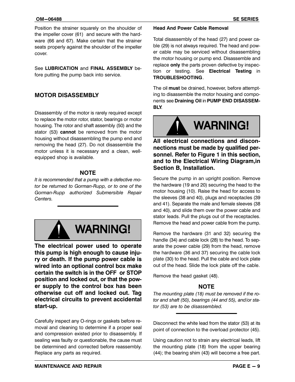 Gorman-Rupp Pumps SE1 1/2A3 115V 1P 1483930 and up User Manual | Page 33 / 40