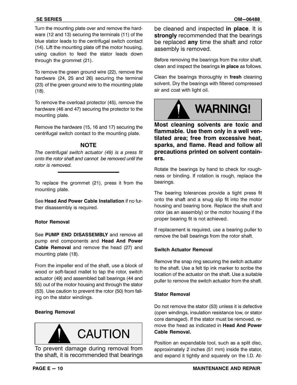 Gorman-Rupp Pumps SE1 1/2A3 115V 1P 1483930 and up User Manual | Page 34 / 40