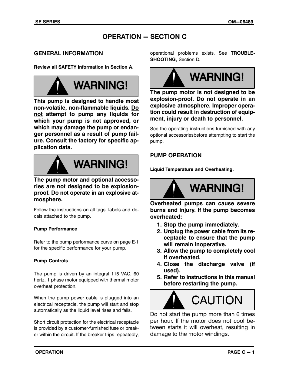 Operation - section c | Gorman-Rupp Pumps SE1 1/2A3A 115V 1P 1483930 and up User Manual | Page 13 / 37