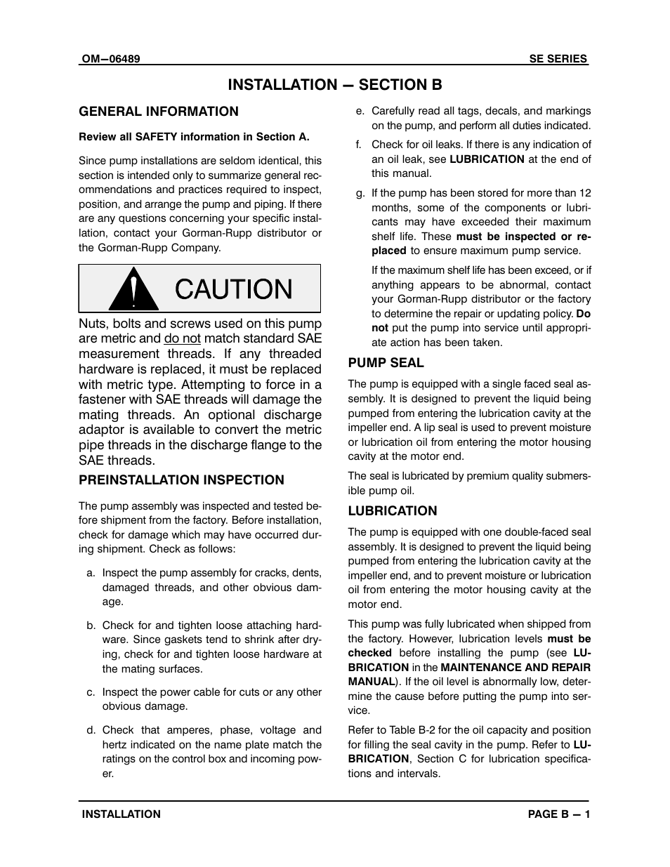 Installation - section b | Gorman-Rupp Pumps SE1 1/2A3A 115V 1P 1483930 and up User Manual | Page 8 / 37