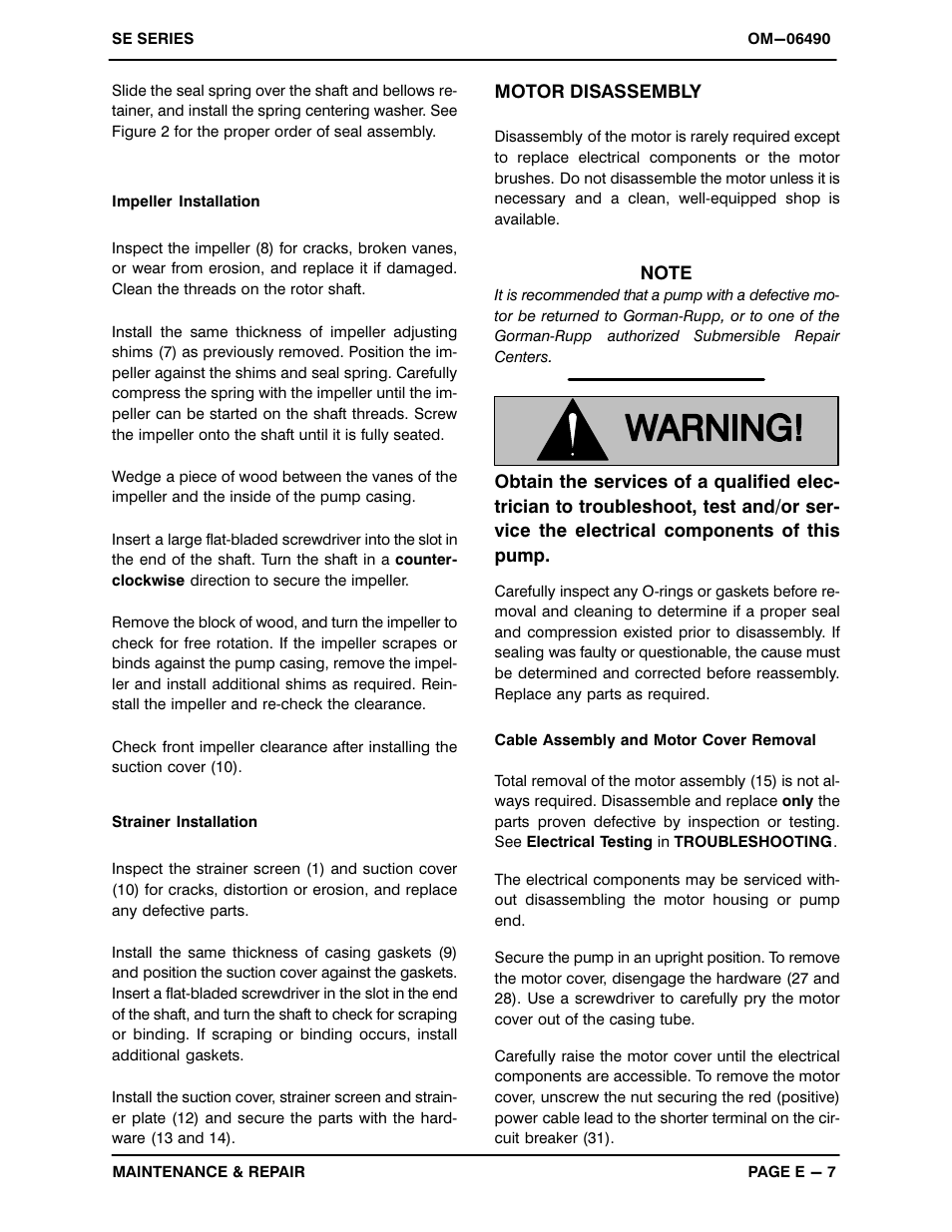 Gorman-Rupp Pumps SE1 1/2B3-E.33 12V 1483930 and up User Manual | Page 21 / 24