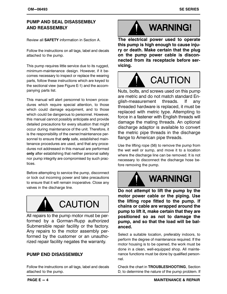 Pump and seal disassemblyand reassembly | Gorman-Rupp Pumps SE2C3A 115V 1P 1483930 and up User Manual | Page 25 / 37